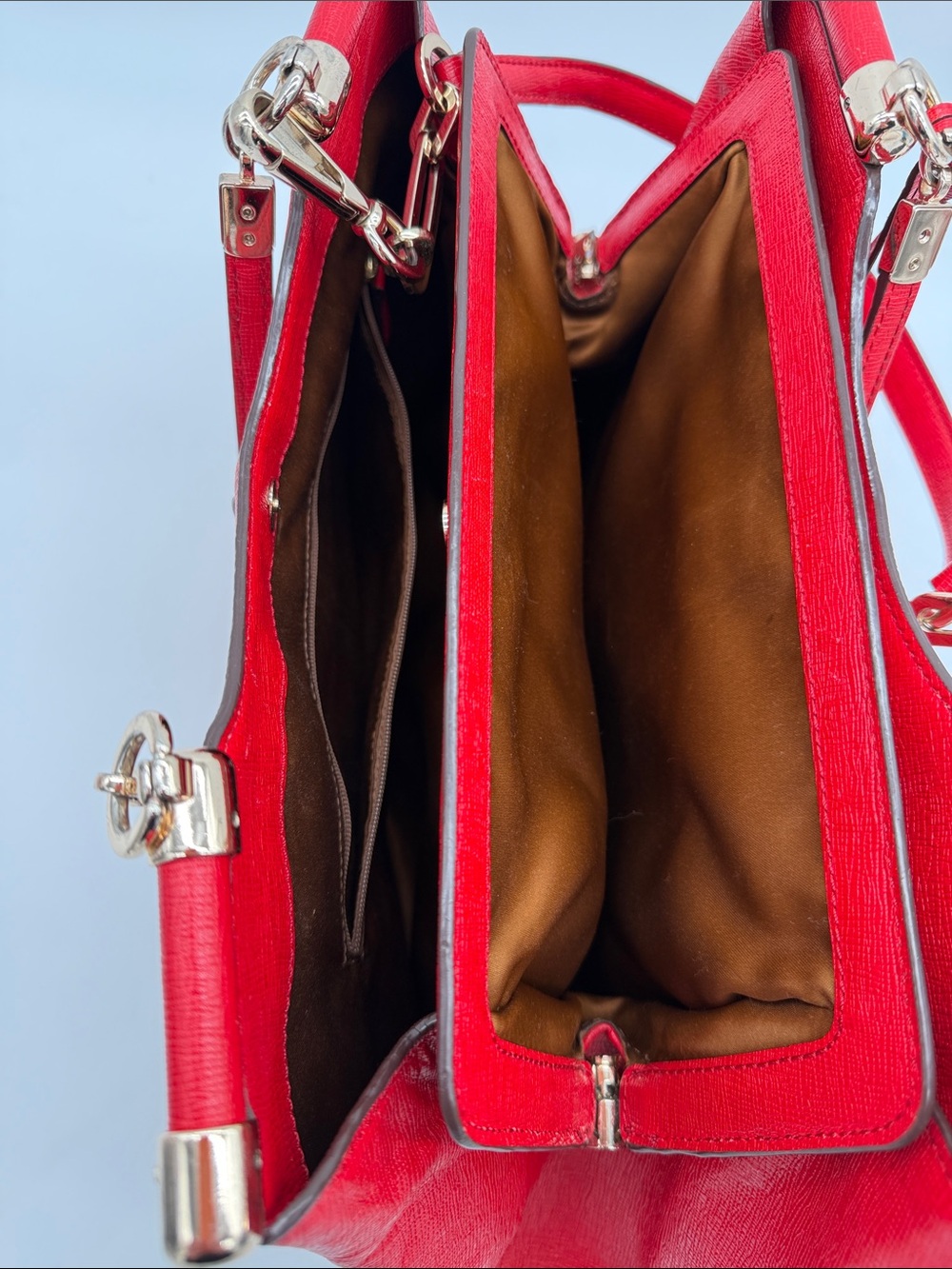 Coach Madison Pinnacle Carrie Satchel/Shoulder Bag Cherry Red #25245 - Picture 7 of 16